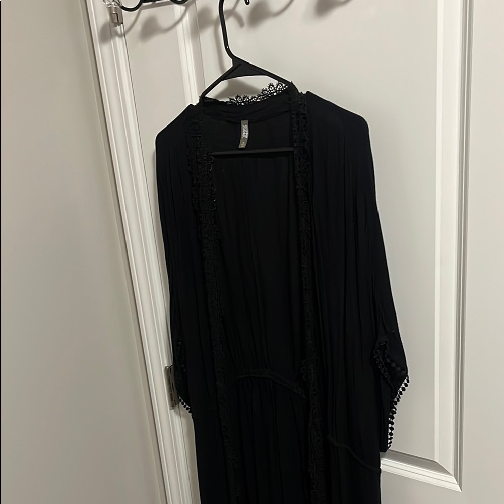 Black Swim Coverup with quarter length sleeves